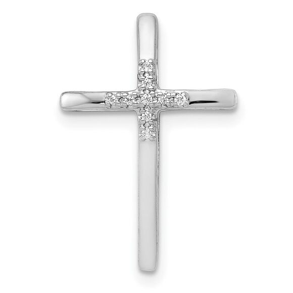 Kazi Luxury 14k White Gold 03ct Diamond Cross Chain Slide
